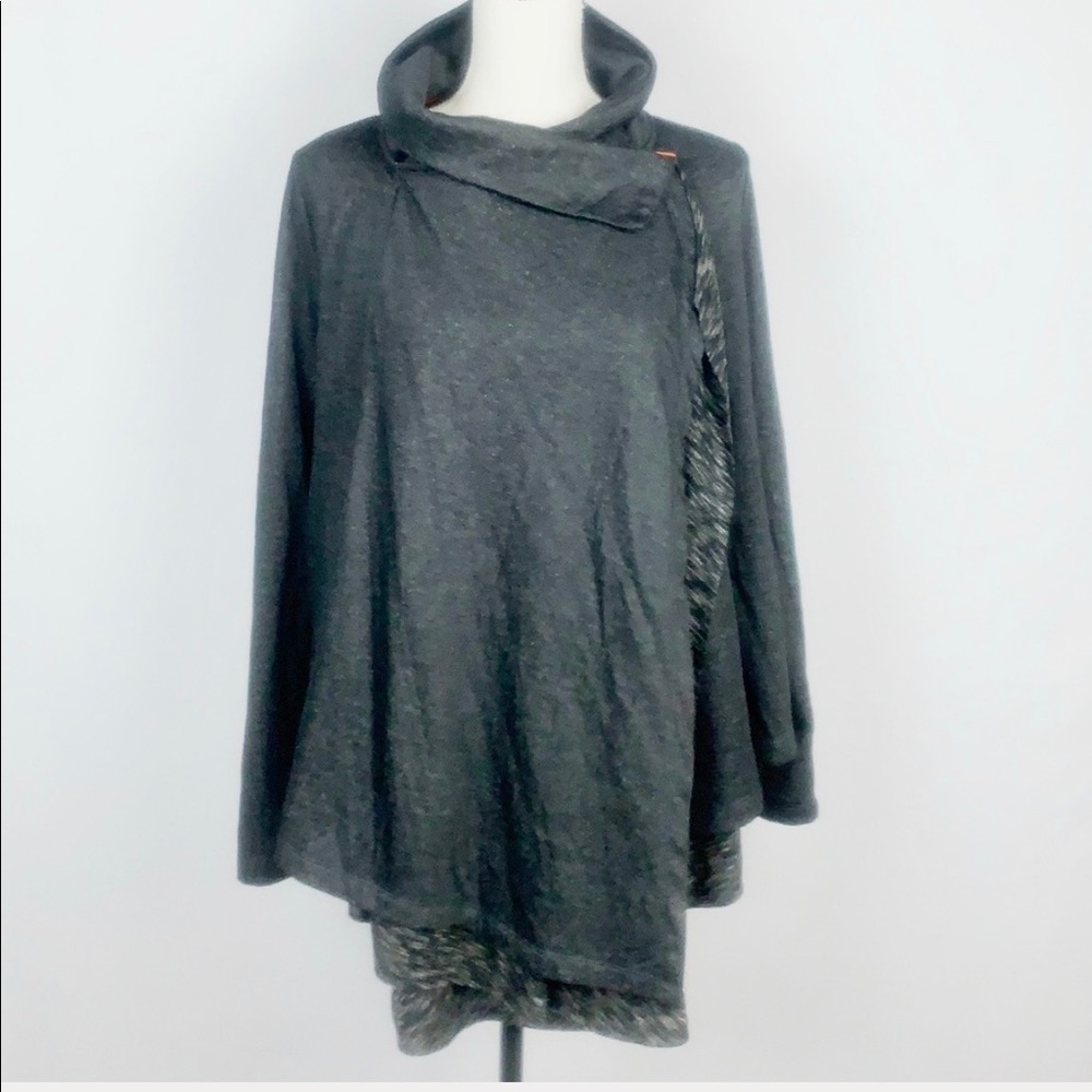 Mystree Gray Cowl Neck Wrap Cardigan Jacket